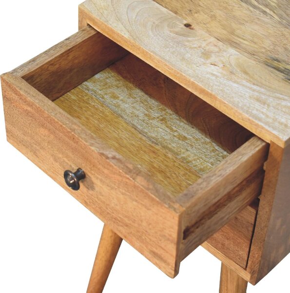 Mini Bedside Table with 2 Smooth-Gliding Drawers, Hand-finished Nightstand with Grain Pattern, 30L x 30W x 57H cm, Brown Aosom UK