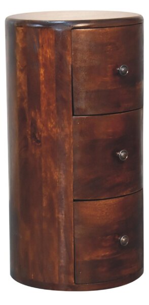 100% Solid Mango Wood Drum Chest with 3 Drawers, Sustainable and Durable Table with Handcrafted Stain Finish, 30L x 30W x 57H cm, Brown Aosom UK