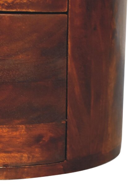 100% Solid Mango Wood Drum Chest with 3 Drawers, Sustainable and Durable Table with Handcrafted Stain Finish, 30L x 30W x 57H cm, Brown Aosom UK