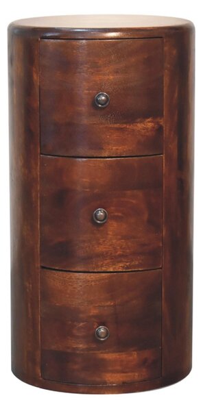 100% Solid Mango Wood Drum Chest with 3 Drawers, Sustainable and Durable Table with Handcrafted Stain Finish, 30L x 30W x 57H cm, Brown Aosom UK