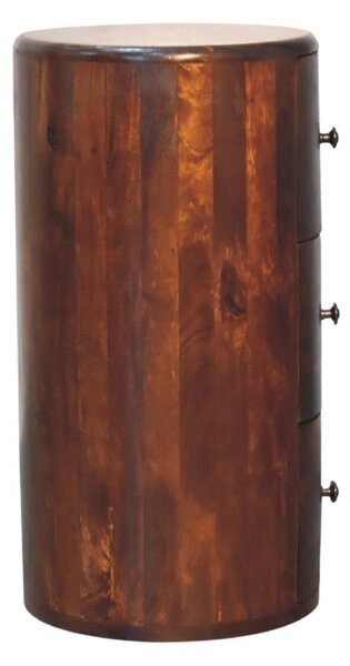 100% Solid Mango Wood Drum Chest with 3 Drawers, Sustainable and Durable Table with Handcrafted Stain Finish, 30L x 30W x 57H cm, Brown Aosom UK