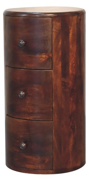 100% Solid Mango Wood Drum Chest with 3 Drawers, Sustainable and Durable Table with Handcrafted Stain Finish, 30L x 30W x 57H cm, Brown Aosom UK