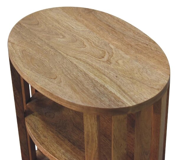 Ariella Solid Mango Wood Bedside Table with 2 Open Shelves, Desk with Hand‑Finished Minimalist Scandi‑Style Legs, 26L x 36W x 55H cm, Brown Aosom UK