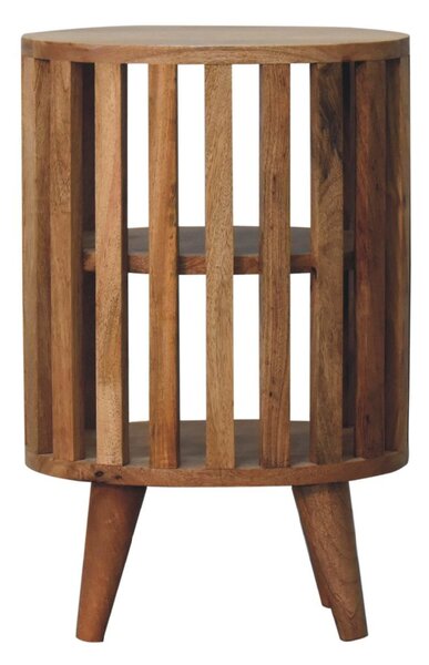 Ariella Solid Mango Wood Bedside Table with 2 Open Shelves, Desk with Hand‑Finished Minimalist Scandi‑Style Legs, 26L x 36W x 55H cm, Brown Aosom UK