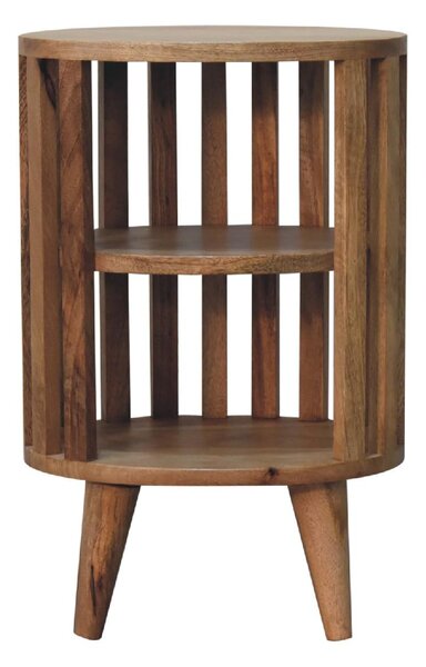 Ariella Solid Mango Wood Bedside Table with 2 Open Shelves, Desk with Hand‑Finished Minimalist Scandi‑Style Legs, 26L x 36W x 55H cm, Brown Aosom UK