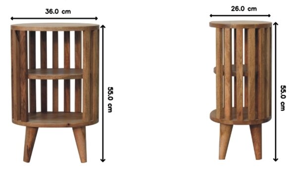 Ariella Solid Mango Wood Bedside Table with 2 Open Shelves, Desk with Hand‑Finished Minimalist Scandi‑Style Legs, 26L x 36W x 55H cm, Brown Aosom UK