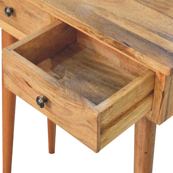 Narrow Console Table, Oak-Effect Finish, 2 Drawers, Circular Silhouette,, 30L x 70W x 78H cm, Brown Aosom UK