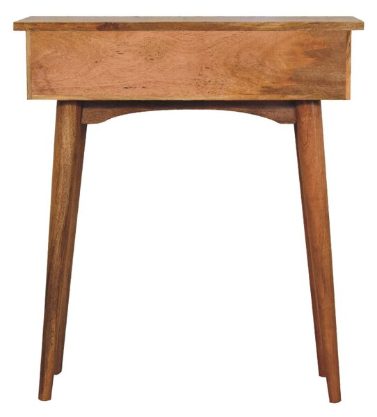 Narrow Console Table, Oak-Effect Finish, 2 Drawers, Circular Silhouette,, 30L x 70W x 78H cm, Brown Aosom UK