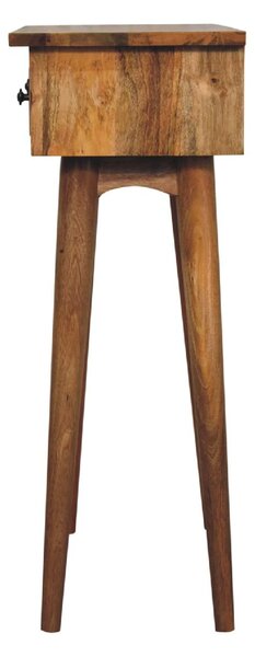 Narrow Console Table, Oak-Effect Finish, 2 Drawers, Circular Silhouette,, 30L x 70W x 78H cm, Brown Aosom UK