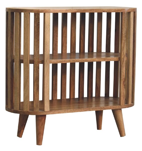 Solid Mango Wood Ariella Cabinet with 2 Open Shelves with Oak-like Finish, Bedside Shelf with Slim Nordic Legs, 30L x 70W x 65H cm, Brown Aosom UK