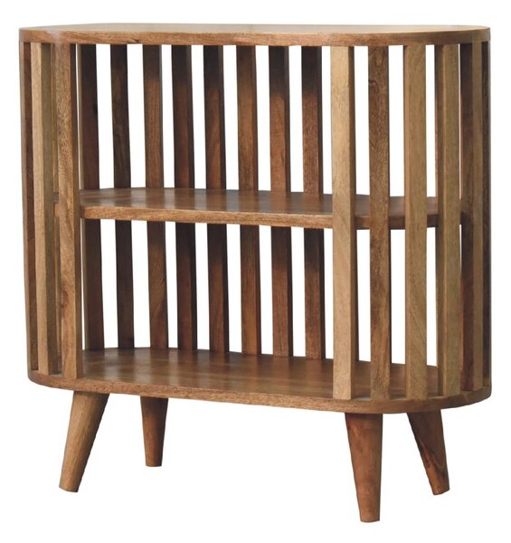 Solid Mango Wood Ariella Cabinet with 2 Open Shelves with Oak-like Finish, Bedside Shelf with Slim Nordic Legs, 30L x 70W x 65H cm, Brown Aosom UK