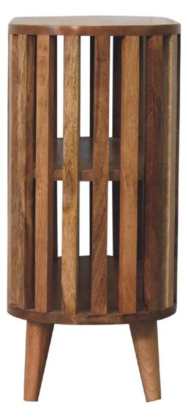 Solid Mango Wood Ariella Cabinet with 2 Open Shelves with Oak-like Finish, Bedside Shelf with Slim Nordic Legs, 30L x 70W x 65H cm, Brown Aosom UK