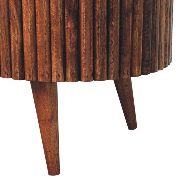Solid Mango Wood Round Coffee Table with 2 Smooth-Gliding Drawers, Handcrafted Eco-Friendly Desk for Living Room, 45L x 85W x 38H cm, Brown Aosom UK