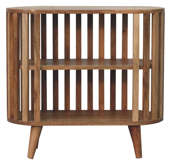 Solid Mango Wood Ariella Cabinet with 2 Open Shelves with Oak-like Finish, Bedside Shelf with Slim Nordic Legs, 30L x 70W x 65H cm, Brown Aosom UK