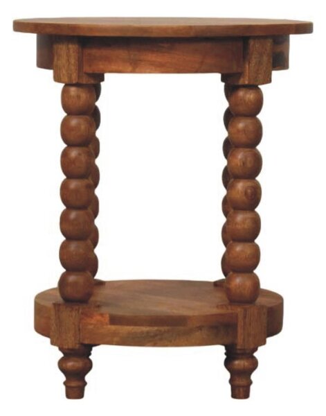 Round Side Table, Acid-Wash Distressed Look, Coffee Table with Open Slot Storage, Brown Aosom UK