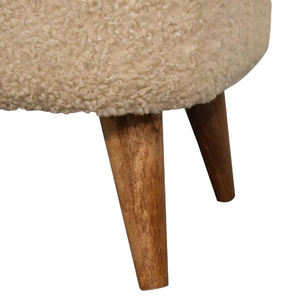 Solid Mango Wood Bouclé Square Footstool with Space-Saving Profile, Upholstered Footstool with Nordic Slim Legs, 40L x 40W x 35H cm, Brown Aosom UK