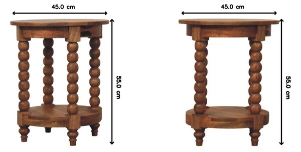 Round Side Table, Acid-Wash Distressed Look, Coffee Table with Open Slot Storage, Brown Aosom UK