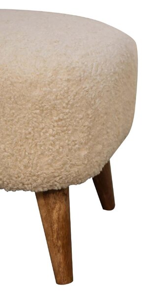 Solid Mango Wood Bouclé Square Footstool with Space-Saving Profile, Upholstered Footstool with Nordic Slim Legs, 40L x 40W x 35H cm, Brown Aosom UK