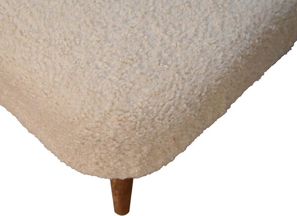 Solid Mango Wood Bouclé Square Footstool with Space-Saving Profile, Upholstered Footstool with Nordic Slim Legs, 40L x 40W x 35H cm, Brown Aosom UK