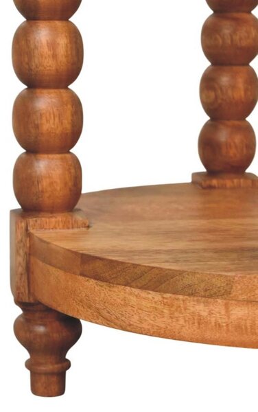 Round Side Table, Acid-Wash Distressed Look, Coffee Table with Open Slot Storage, Brown Aosom UK