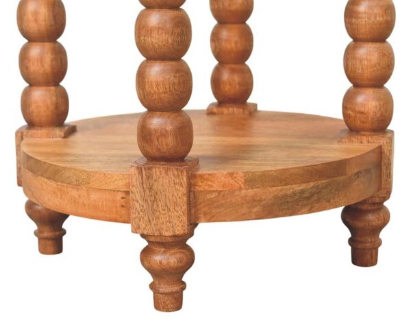 Round Side Table, Acid-Wash Distressed Look, Coffee Table with Open Slot Storage, Brown Aosom UK