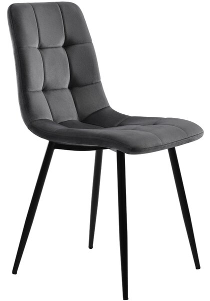 Upholstered Velvet Dining Chairs Set of 4 with Metal Frame, Ergonomic Design, Kitchen Chairs for Dining Room Table, 44x41x86 cm, Gray Aosom.UK