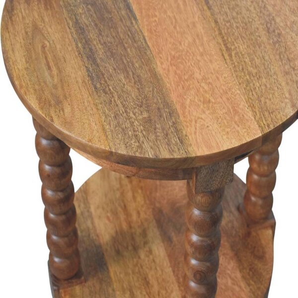 Round Side Table, Acid-Wash Distressed Look, Coffee Table with Open Slot Storage, Brown Aosom UK