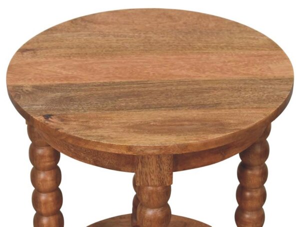 Round Side Table, Acid-Wash Distressed Look, Coffee Table with Open Slot Storage, Brown Aosom UK