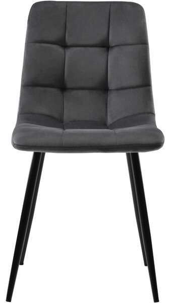 Upholstered Velvet Dining Chairs Set of 4 with Metal Frame, Ergonomic Design, Kitchen Chairs for Dining Room Table, 44x41x86 cm, Gray Aosom.UK