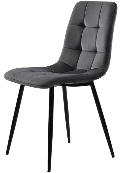 Upholstered Velvet Dining Chairs Set of 4 with Metal Frame, Ergonomic Design, Kitchen Chairs for Dining Room Table, 44x41x86 cm, Gray Aosom.UK