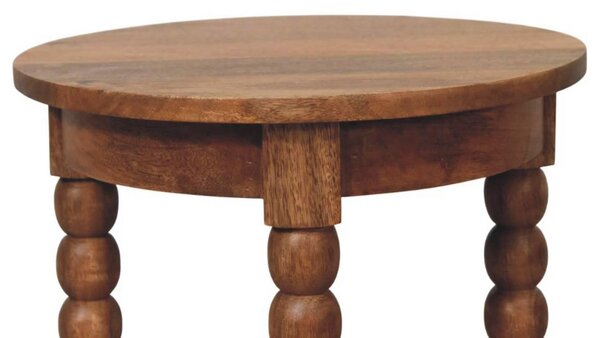 Round Side Table, Acid-Wash Distressed Look, Coffee Table with Open Slot Storage, Brown Aosom UK