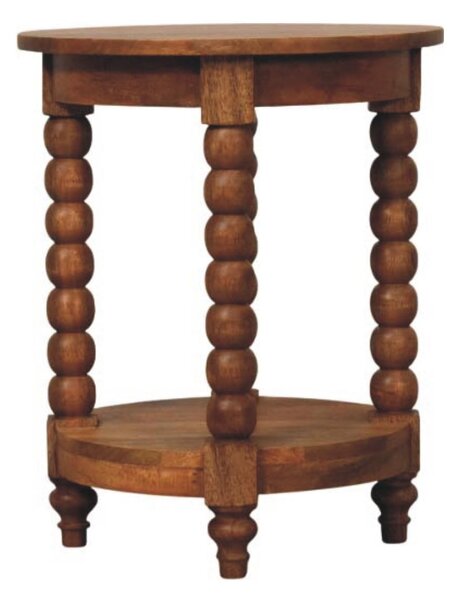 Round Side Table, Acid-Wash Distressed Look, Coffee Table with Open Slot Storage, Brown Aosom UK