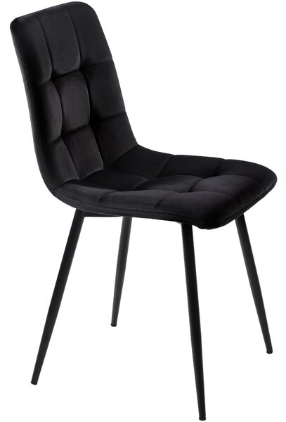 Set of 4 Upholstered Velvet Dining Chairs with Metal Frame, Ergonomic Design, 4-Set Upholstered Chair with Backrest, 44x41x86 cm, Black Aosom UK