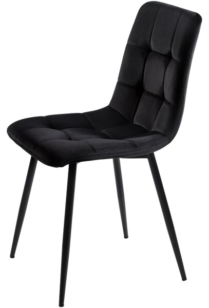 Set of 4 Upholstered Velvet Dining Chairs with Metal Frame, Ergonomic Design, 4-Set Upholstered Chair with Backrest, 44x41x86 cm, Black Aosom UK