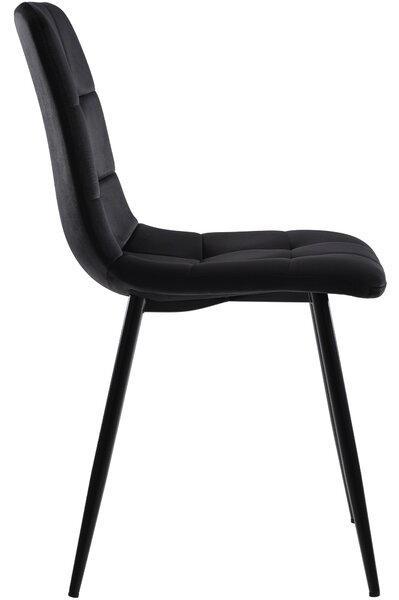 Set of 4 Upholstered Velvet Dining Chairs with Metal Frame, Ergonomic Design, 4-Set Upholstered Chair with Backrest, 44x41x86 cm, Black Aosom UK