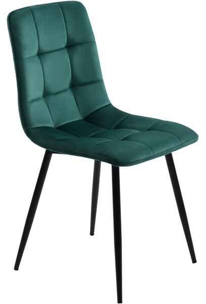 Set of 4 Upholstered Velvet Dining Chairs with Metal Frame, Ergonomic Design, 4-Set Upholstered Chair with Backrest, 44x41x86 cm, Green Aosom UK