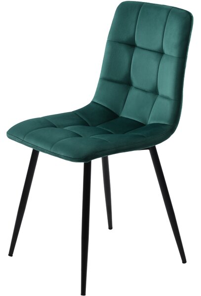 Set of 4 Upholstered Velvet Dining Chairs with Metal Frame, Ergonomic Design, 4-Set Upholstered Chair with Backrest, 44x41x86 cm, Green Aosom UK