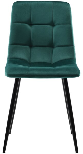 Set of 4 Upholstered Velvet Dining Chairs with Metal Frame, Ergonomic Design, 4-Set Upholstered Chair with Backrest, 44x41x86 cm, Green Aosom UK
