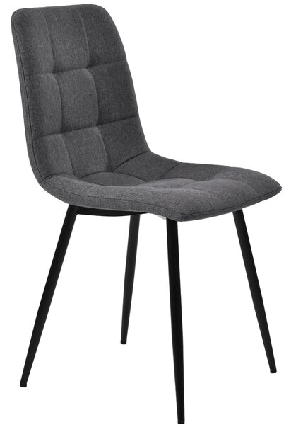 Set of 4 Ergonomic Linen Upholstered Dining Chairs with Metal Frame and Backrest, Dining Chairs for Kitchen, Dining Room, 44x41x86 cm, Gray Aosom UK
