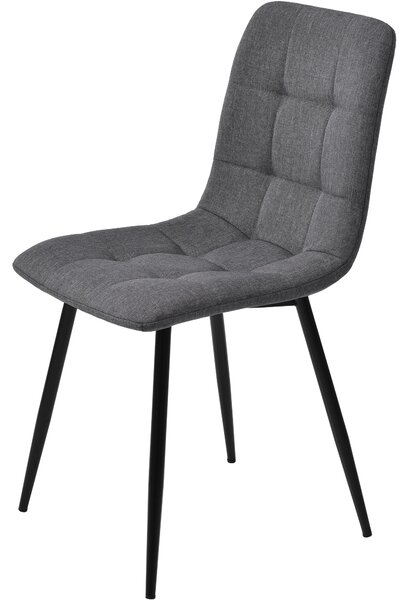 Set of 4 Ergonomic Linen Upholstered Dining Chairs with Metal Frame and Backrest, Dining Chairs for Kitchen, Dining Room, 44x41x86 cm, Gray Aosom UK