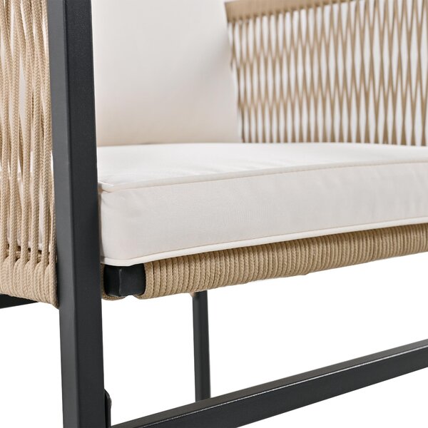 5-Piece Garden Dining Set with Hand-Woven Rope Chairs, Modern Garden Furniture Set for Balcony, 110L x 110W x 74H cm, Beige+Black Aosom UK