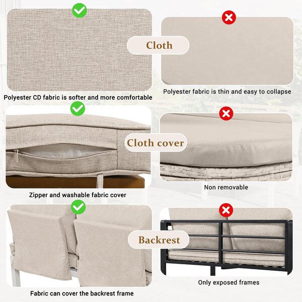 Elegant Outdoor Garden Couch Set with Wooden Table, Thick Cushions, L-Shaped Outdoor Corner Sofa for 4 People, 145L x 60W x 80H cm, Beige Aosom.UK