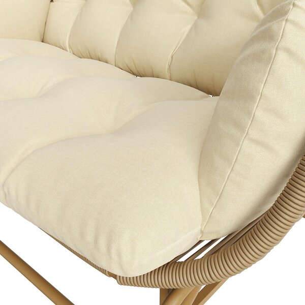 Elegant Garden Rocking Chair with Smooth Motion, Comfortable Hanging Chair with Thick Cushions, 145L x 85W x 143H cm, Beige Aosom UK