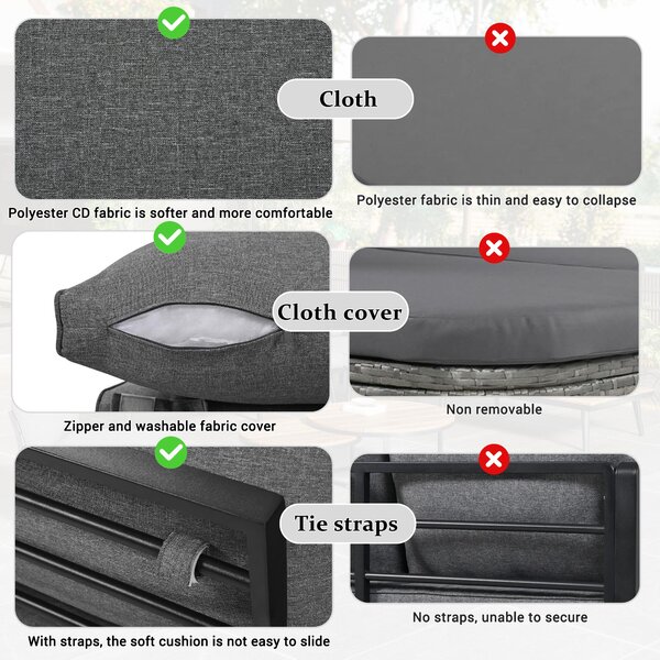 Modular Garden Sofa Set with Washable Zip-Off Cushion Covers, Versatile Garden Lounge Set for Patio, 160L × 64W × 75H cm, Gray Aosom UK