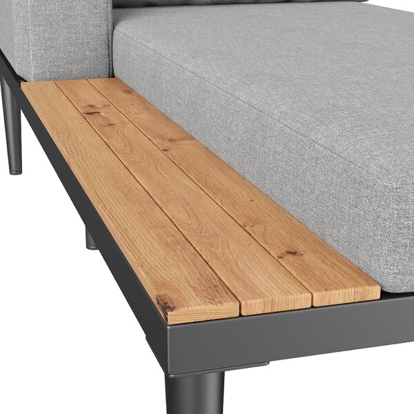 Modular Outdoor Double Chaise Lounge with Sturdy Iron Frame, Stylish Garden Sun Lounger for Patio & Poolside, 150L x 140W x 55H cm, Gray Aosom UK