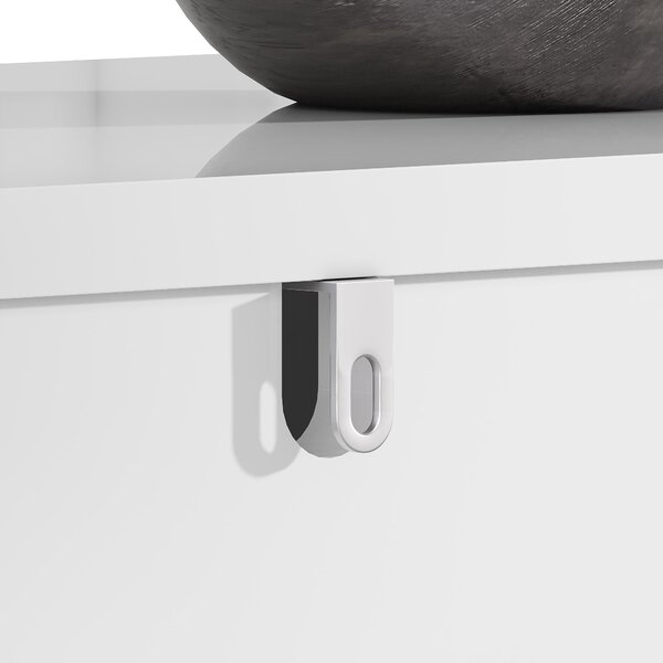 Stylish Sideboard with 2 Doors, 4 Shelves and Geometric Door Design, Durable Cabinet with Slim Metal Feet, 152L x 40W x 75H cm, White Aosom UK