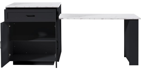 Extendable Bar Table with 2 Drawers and 4 Compartments, Expandable Kitchen Island for 2–6 People, 133-202L x 70W x 93.5H cm, Black Aosom UK