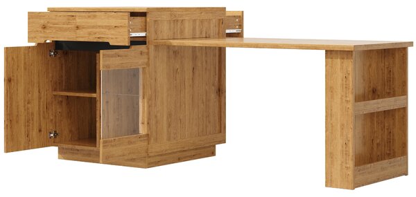 Versatile Kitchen Island with Extendable Table and 2 Drawers, Stylish Storage Cabinet for Dining Areas, 122-195L x 70W x 93.5H cm, Wood Aosom UK