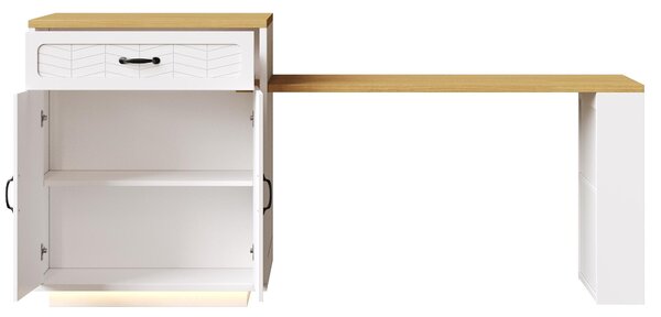 Extendable Kitchen Island with Built-In Wine Rack, Multifunctional Storage Cabinet with Dining Table, 141-193.5L x 70W x 101.5H cm, White Aosom UK