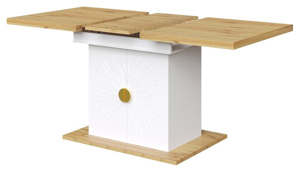 Extendable Dining Table with Leaf and Built-In Storage Shelves, Versatile Centrepiece for Open-Plan Areas, 110-140L x 70W x 76H cm, Wood Aosom UK